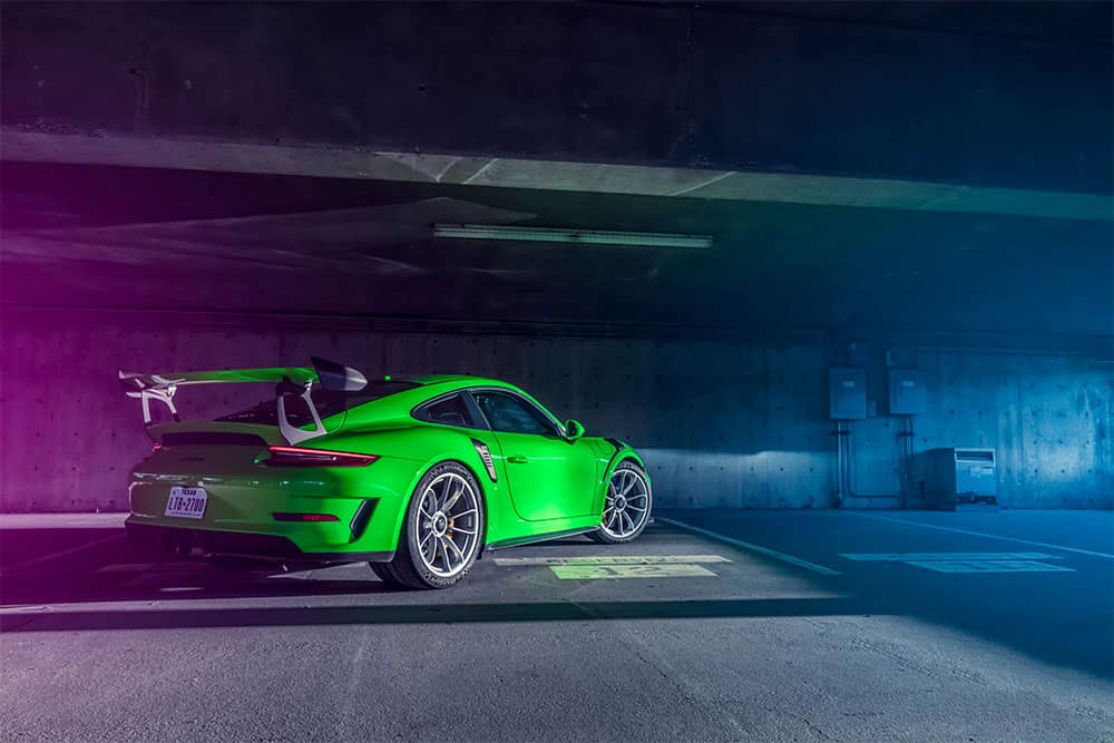 car-with-purple-blue-background3 Green Porsche GT3RS