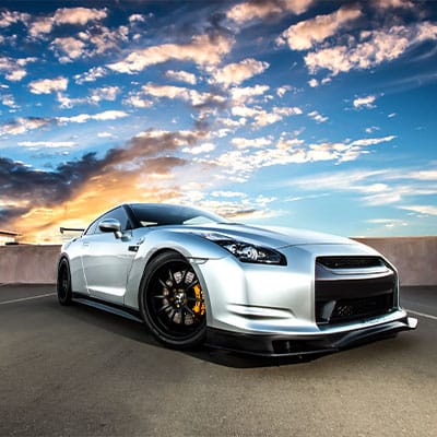 Silver Nissan GTR