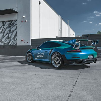 Blue GT2RS Porsche with ANRKY wheels